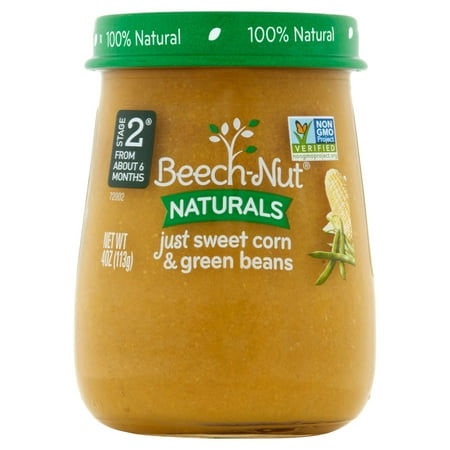 Beech-Nut Naturals Just Sweet Corn & Green Beans Stage 2 from About 6 Months, 4 oz, 10