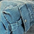 thumbnail image 4 of Miluxas Baggy Cargo Pants for Girls Wide Leg Jeans Streetwear Low Rise Oversized Jeans Blue 14-15Years, 4 of 7