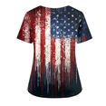 thumbnail image 4 of Iaqnaocc 4th of July Scrubs for Women USA Flag Stars Stripes Nurse Uniforms Trendy V Neck Side Slits Scrub Shirt Holiday Short Sleeve Tees Blouse with Pockets Navy XL, 4 of 4