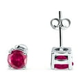 thumbnail image 2 of Blue Apple Jewelry Co.Solitaire Push Back Stud Women Earring Round Ruby 925 Sterling Silver, 2 of 5