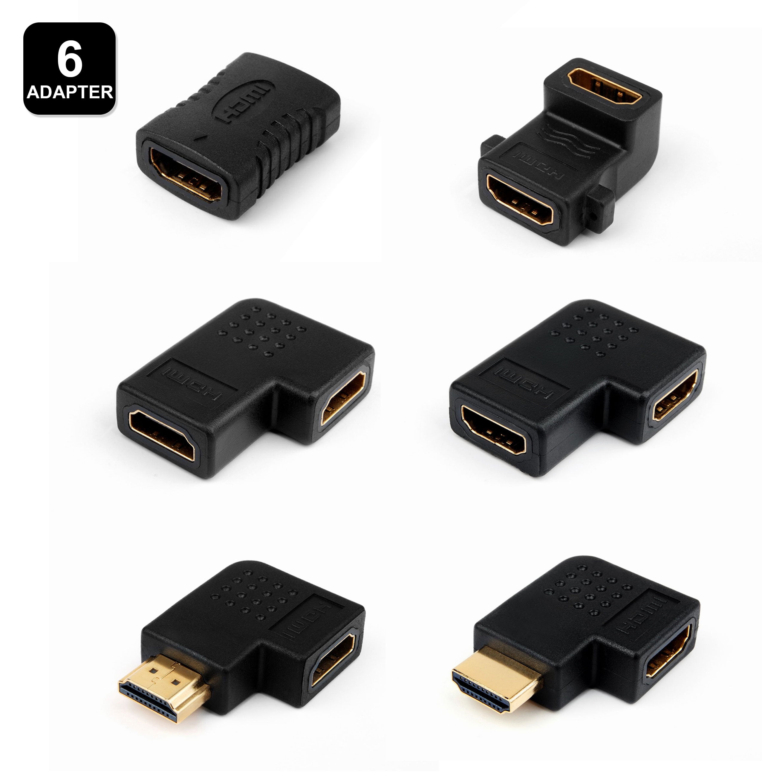 GearIt HDMI Cable Extension Coupler Adapter Kit (6 Adapters) - HDMI Female (Type-A) to HDMI ...