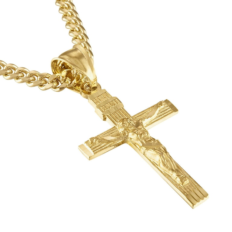 Mens gold chain with hotsell cross