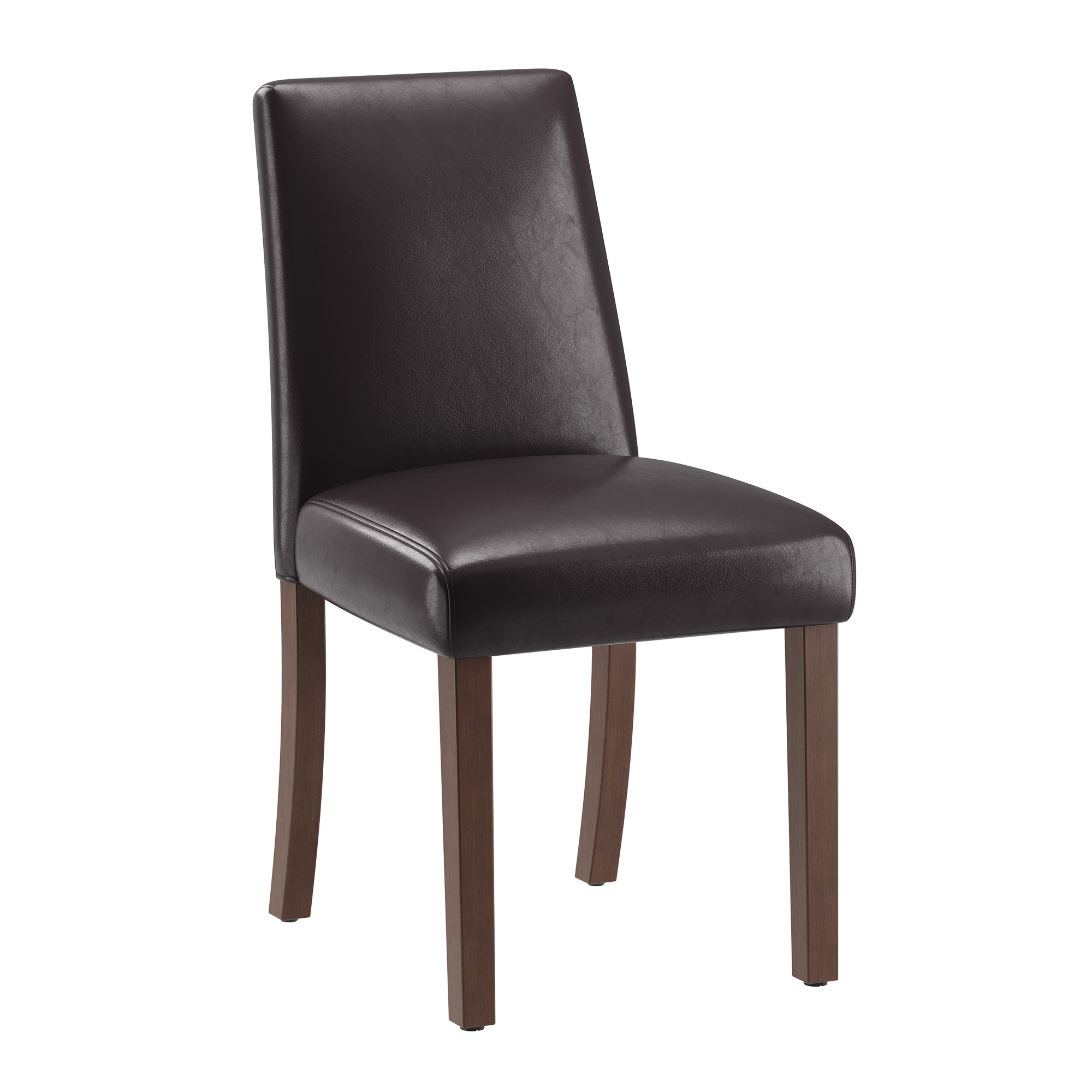 EOP Upholstered Dining Chairs Set of 2, Faux Leather Dining Side Chairs, Farmhouse Dining Room Chairs, Stylish Kitchen Chairs with Solid Wood Legs and Padded Seat, Dark Brown