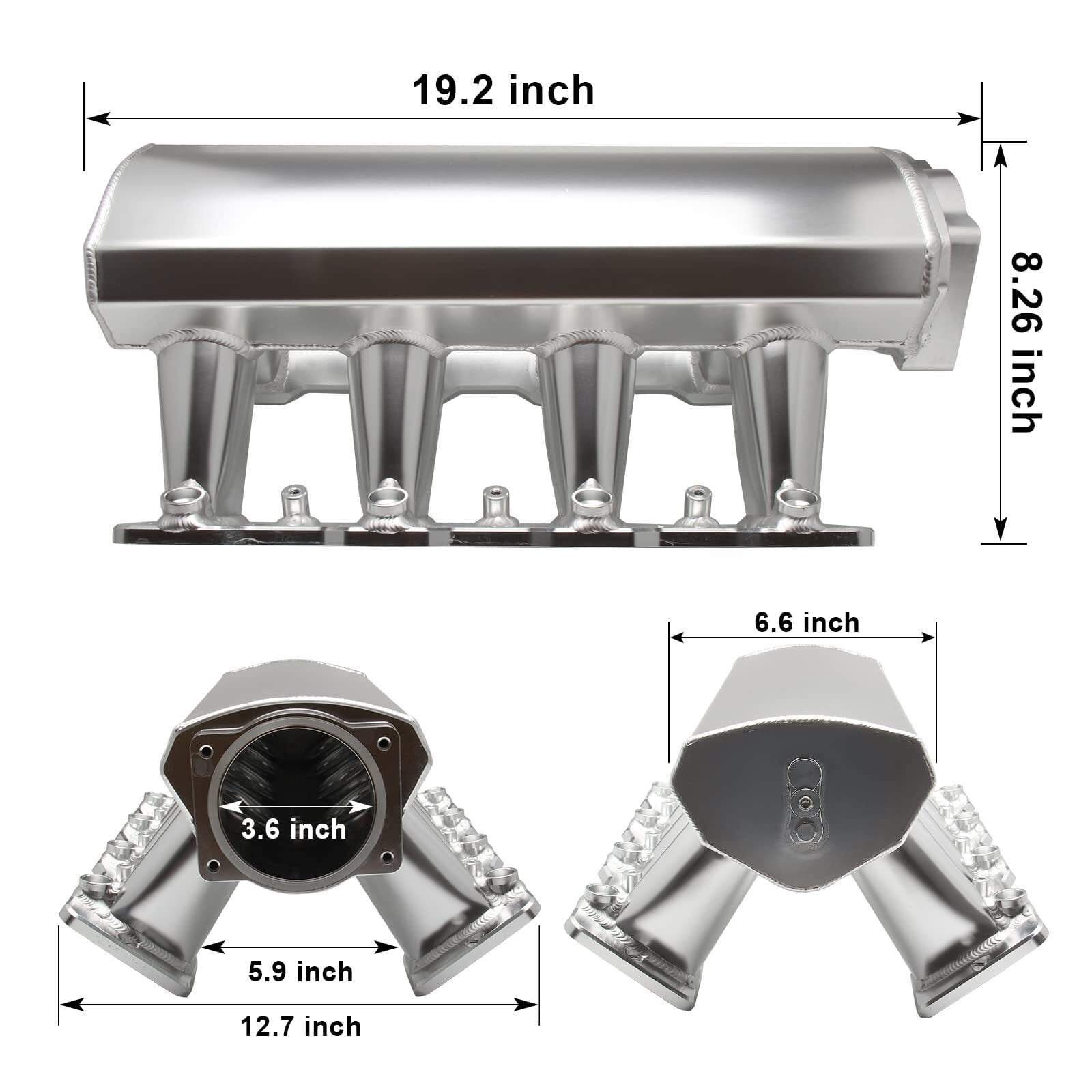 102mm Intake Manifold with Fuel Rails Throttle Body for Chevrolet Chevy GMC Pontiac LS LS1 LS2 LS6 (Silver)