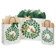25 Pack, Farmhouse Birds Paper Shopping Bags 10 Rose, 10 Cub and 5 Vogue, Made in USA