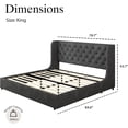 thumbnail image 6 of 4 EVER WINNER King Size Bed Frame, Modern Upholstered Platform Bed Frame with Button Wingback Headboard, White, 6 of 7