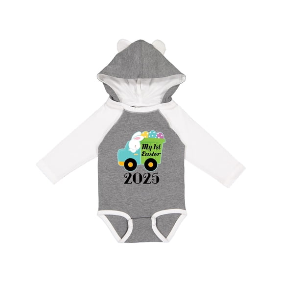 Inktastic Babys 1st Easter 2025 Truck Boys Long Sleeve Baby Bodysuit