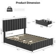 thumbnail image 3 of Kojooin Vertical Soft-Covered Plastic Drawer Bed, Adjustable Height Headboard, Large Bed Frame with Storage Space, 3 of 8