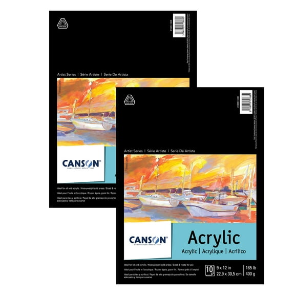 Canson Artist Series Acrylic Pad, Foldover Binding, 10 Sheet, 9x12 inch, Pack of 2