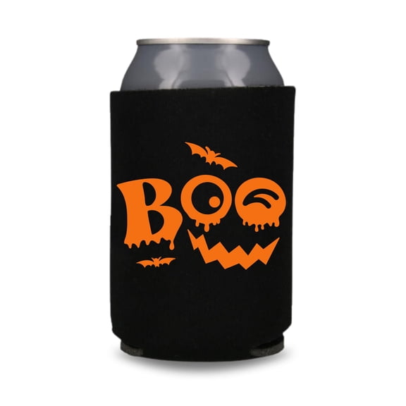 Boo Halloween Can Coolers, Funny Trick or Treat, Halloween Party Favors, Spooky Beer Hugger, Halloween Coolies (Black)