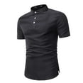 thumbnail image 4 of SWSMCLT Men's Short Sleeve Shirt Soft Button Down Shirt Button Up Slimming Top Fitted Business Casual Summer Black 3X-Small, 4 of 4