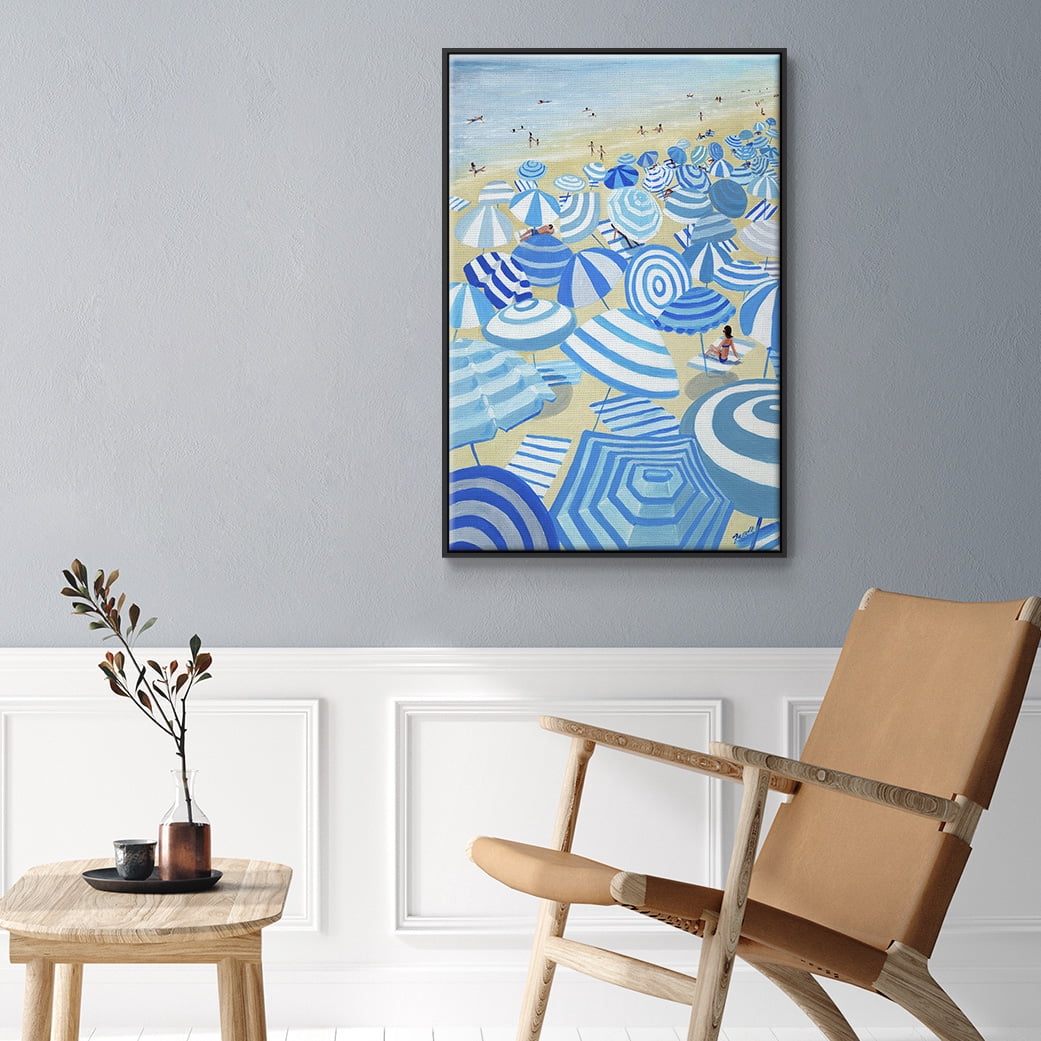 Sky Blue Beach Framed Premium Gallery Wrapped Canvas - Ready to Hang