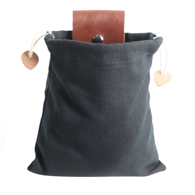 Bolso Bushcraft de lona de cuero para exteriores, bolsa de forraje para campamento con cinturón (negro) Tmvgtek excursión de campamento