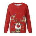 thumbnail image 4 of lcziwo Chandails de Noël à Col Rond pour Femmes, Imprimé Renne, Automne Hiver, Chandail à Col Rond Léger, Grande Taille, Chandail à Manches Longues, Pulls Tendance, Rouge, TG, 4 of 4