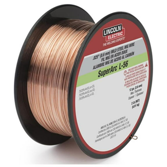 Lincoln Electric SuperArc L-56 MIG Welding Wire, Mild Steel, Copper-Coated, .035in., 2-Lb. Spool, Model# ED030632