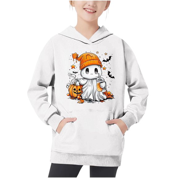 Piuwrlz Kids Pattern Hat Hoodies for Girls Halloween Hood Sweatshirts Long Sleeve Pullover Multicolor Size 13-14 Years