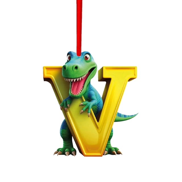 Colgante de dinosaurio con la letra D, decoración navideña, colgante de dinosaurio con la letra D, estilo adorable, decoración festiva para el hogar, regalo único, marco de metal.,Wsvlmg