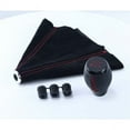 thumbnail image 5 of Phyun For Honda Civic Si 5 Speed Black Leather Shift Knob+Suede Boot Red Stitch Combo, 5 of 5