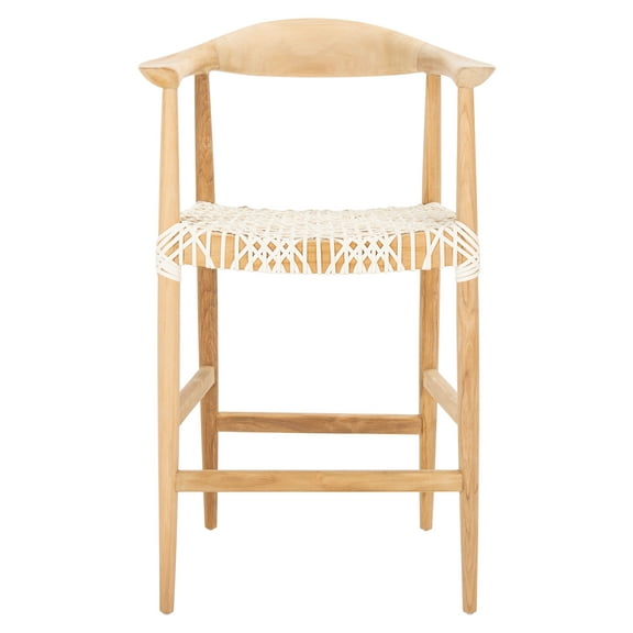 SAFAVIEH Bandelier Coastal Counter Stool, Natural/White (24.4 in. W x 20 in. D x 41 in. H)