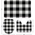 thumbnail image 3 of Bathroom Rugs Mats Set 3 Piece Non Slip Bath Rugs ﻿Plaid Pattern White Black Mats Absorbent Shower Rug Soft Toilet Floor Carpet Doormat Machine Washable, 3 of 3
