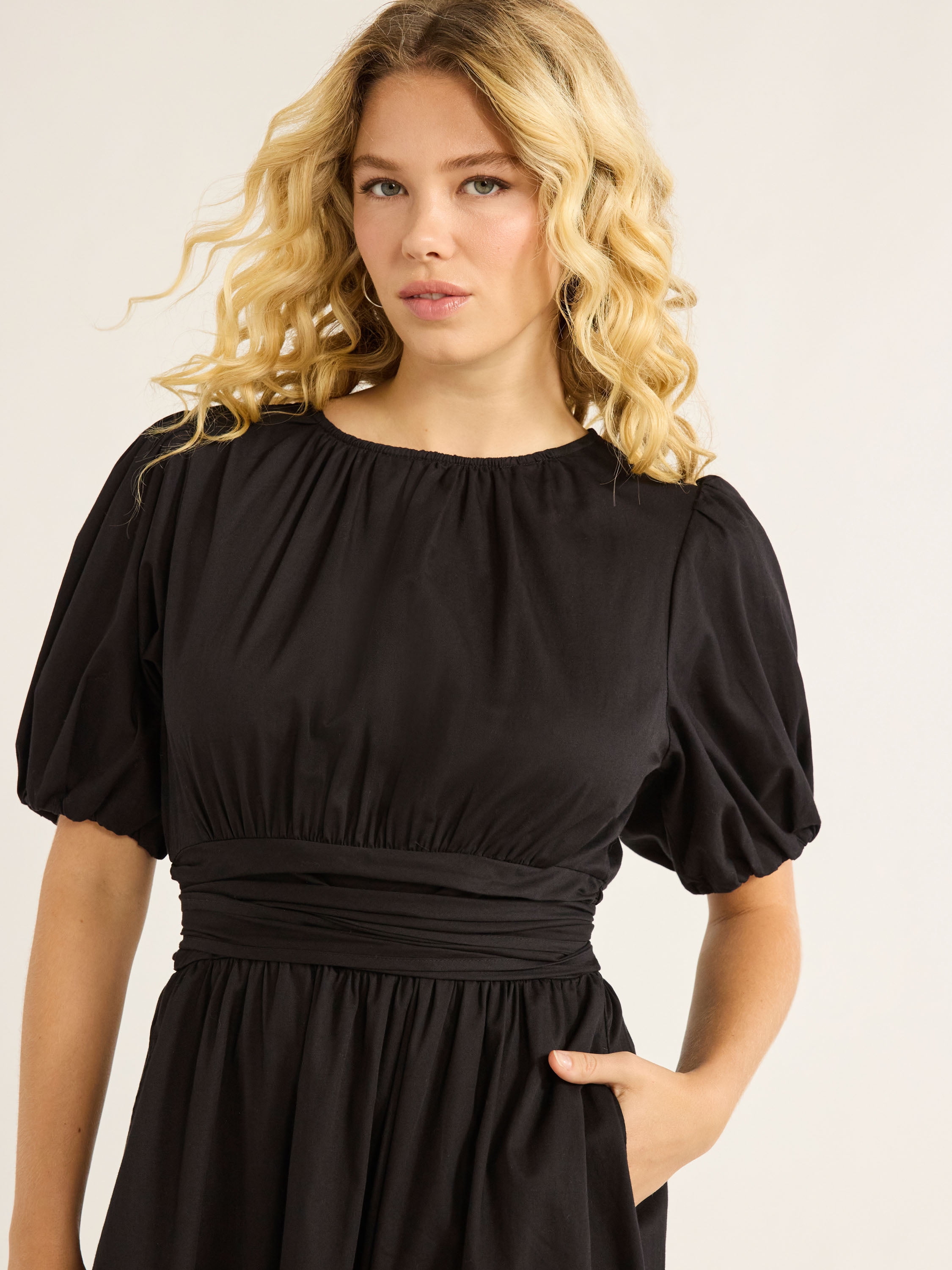 Free Assembly Women's Cotton Midi Wrap Dress with Short Sleeves, Sizes XS-4X