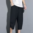 thumbnail image 5 of Mgmyaa Men's Capri Pants Lightweight Loose 3/4 Shorts Drawstring Elastic Waist Casual Beach Boho Yoga Trousers, 5 of 5
