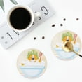 thumbnail image 5 of Pofeuu Corgi In The Shower Cap Bathing Print Leather Coasters Set of 6, Round Cups Mugs Mat Pad for Home Kitchen Heat Resistant Drink Coasters,Round Shape, 5 of 7