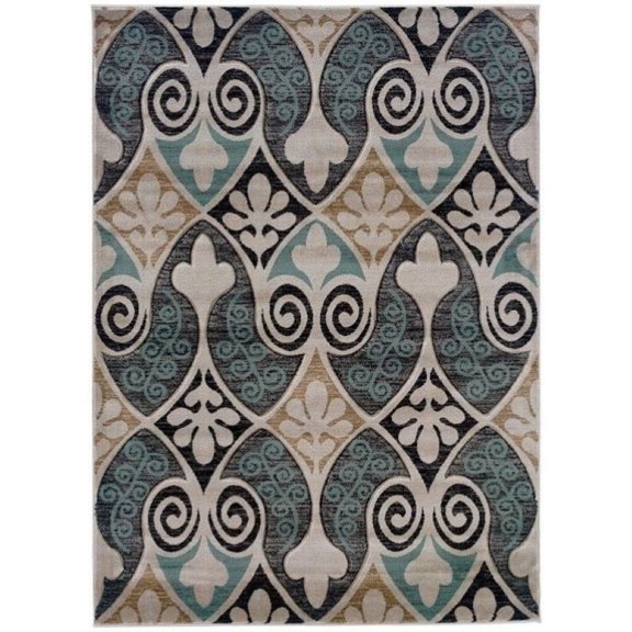 Hawthorne Collection 1'11" x 2'10" Rug in Black and Turquoise