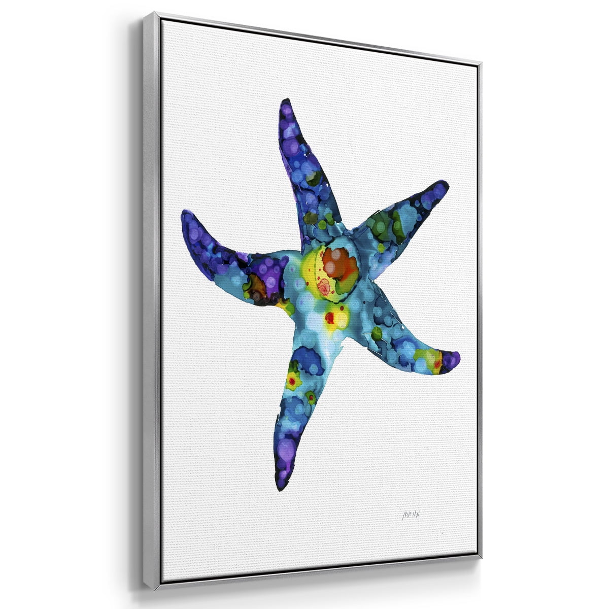 Sea Star Framed Premium Gallery Wrapped Canvas - Ready to Hang - 27 x 41 - Silver Floating Frame