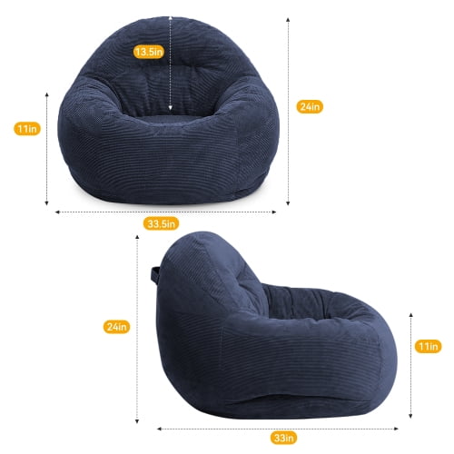 Bean Bag Chair with Memory Foam – Fluffy Cozy Lazy Chair for Dorm, Apartment & Living Room, Dark Blue