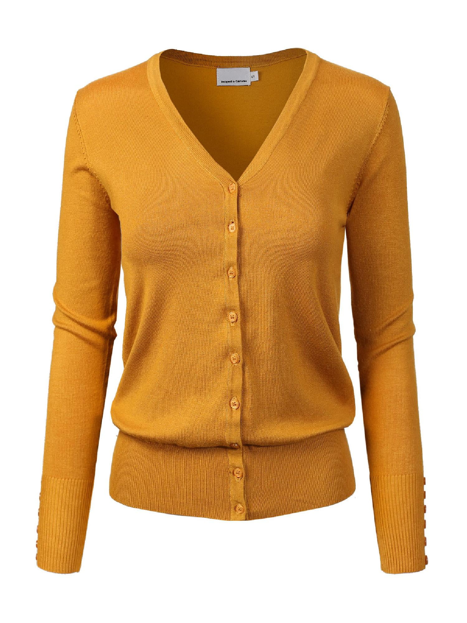 VANDANA™ - Classic Button-Down Long Sleeve Cardigan