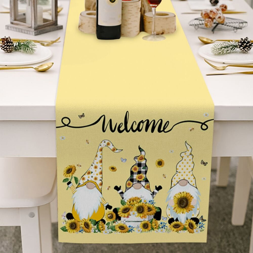 Linen Table Runner Dresser Scarves Farm Fresh Sunflower USA Country