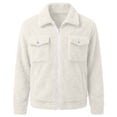 thumbnail image 5 of WIZUTIZ Men's Sherpa Lined Trucker Jacket Stand Collar Full Zip Fall Winter Warm Fuzzy Outerwear Coat, 5 of 9
