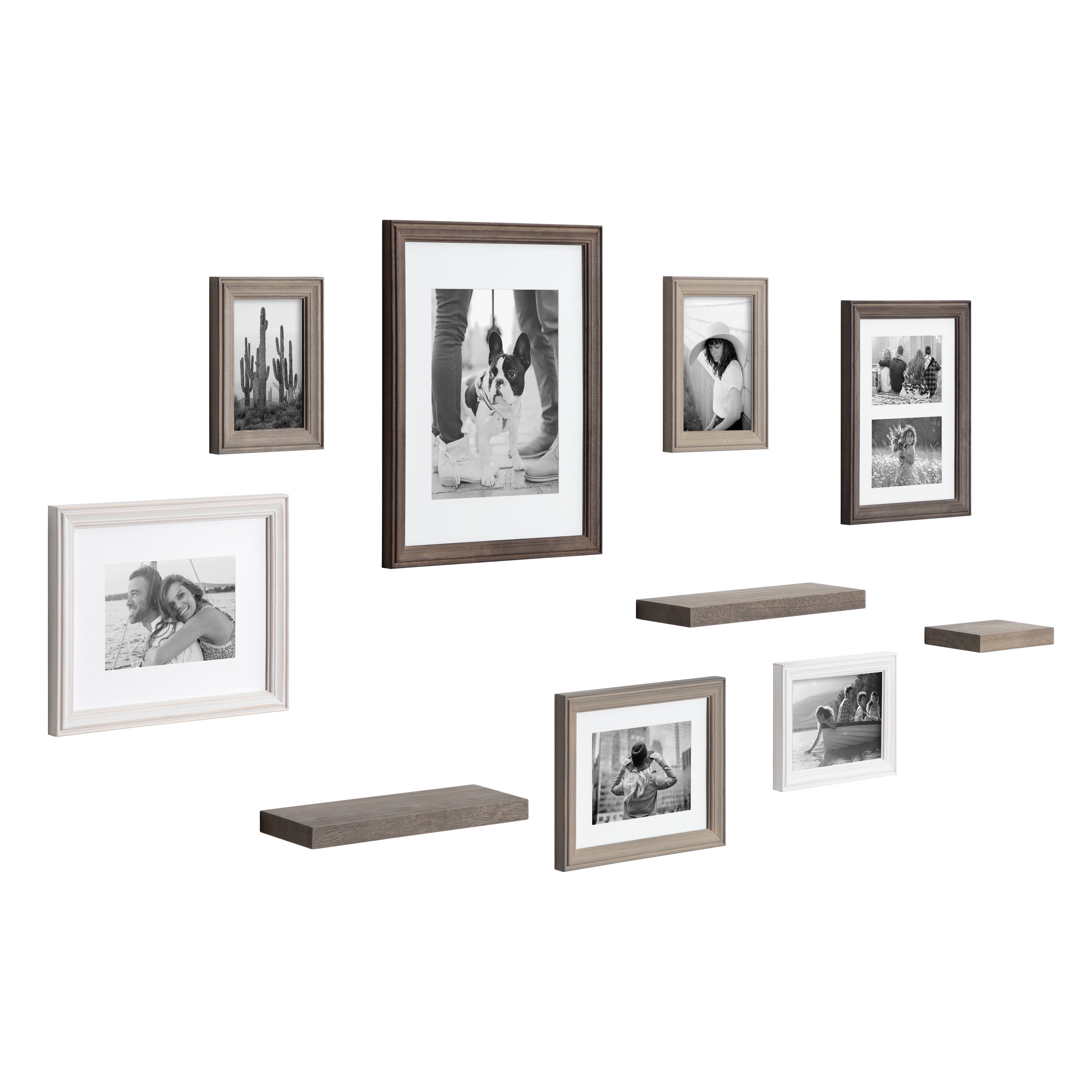 Kate and Laurel Bordeaux Gallery Wall Frame and Shelf Kit, Set of 10, 7
