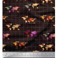 thumbnail image 1 of Soimoi Brown Cotton Duck Fabric Check & World Map Print Sewing Fabric Yard 42 Inch Wide, 1 of 3