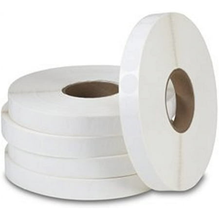 1" Round White Paper Tabs/Wafer Seals w Pinfed Edges - Roll of 3,125