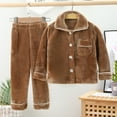 thumbnail image 2 of Generic Button up Pajamas for Toddler Kids Baby Boys Girls Solid Pajamas Winter Warm Coats Pants Outfits Set Toddler Regular Loose Comfortable Durable Pajamas ﻿, 2 of 2