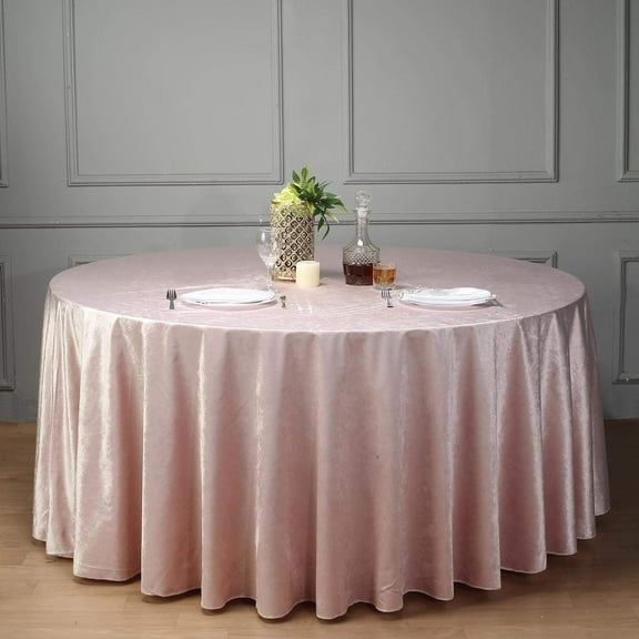 Balsa Circle 120" Blush Round Premium Velvet Tablecloth Reception Catering Linens Banquet