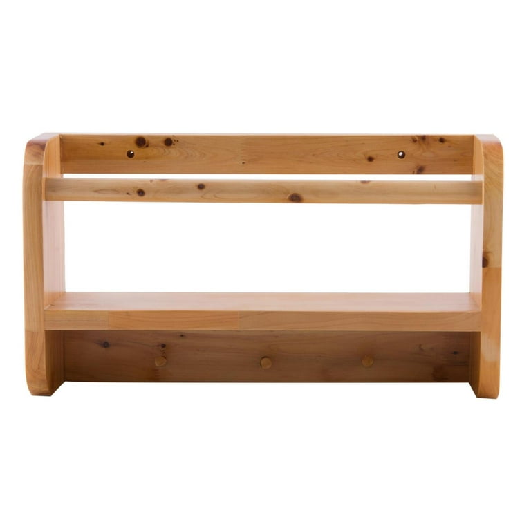 ALFI brand ALFI brand AB5508 18-in Wall Mounted Wooden Shelf and Hooks Bathroom Accessory ALFI brand ALFI brand AB5508 18-in Wall Mounted Wooden Shelf and Hooks Bathroom Accessory