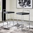 thumbnail image 2 of Signature Design by Ashley Madanere Contemporary Tall Upholstered Stool with Metal Frame, 2 Count,Black & Chrome, 2 of 9