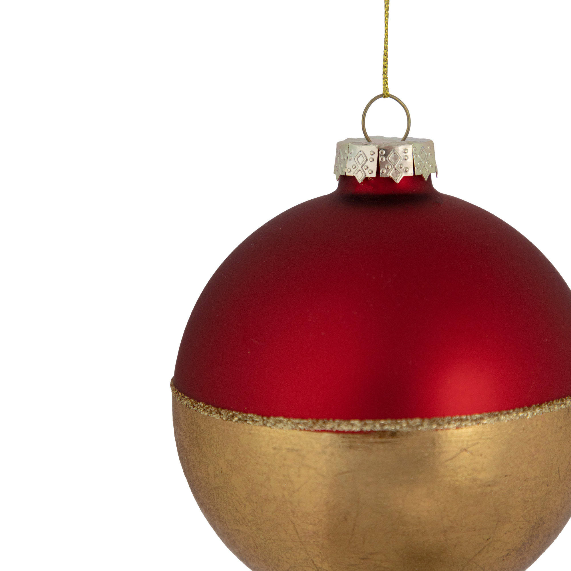 3.5 Glitter Ball Ornament - Red - Decorator's Warehouse