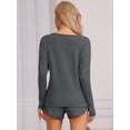 thumbnail image 4 of DARING DIVA Women's Long Sleeve Elastic Waistband Top and Shorts Loungewear L Dark Gray, 4 of 7