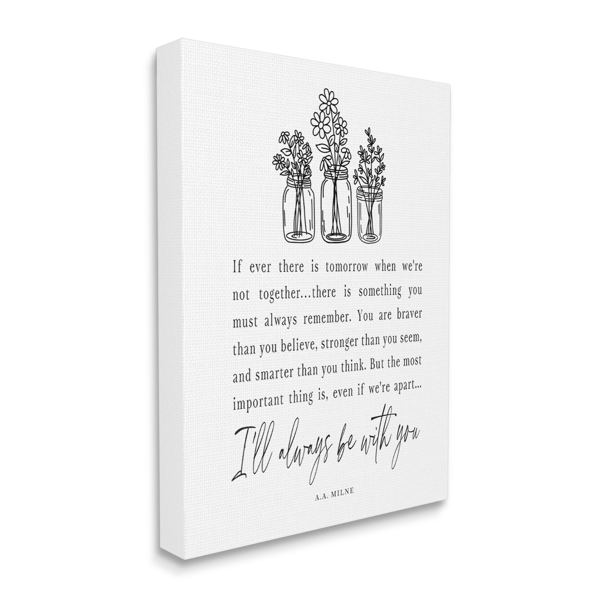 Stupell Industries Always With You Emotional Quote Floral Jar Bouquets Graphic Art Gallery Wrapped Canvas Print Wall Art, Design by Lettered and Lined