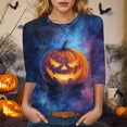 thumbnail image 2 of Godom Women's Funny Halloween Tee Pumpkin Graphic T Shirts Shirt 3/4 Sleeve Shirt Tops, 2 of 6