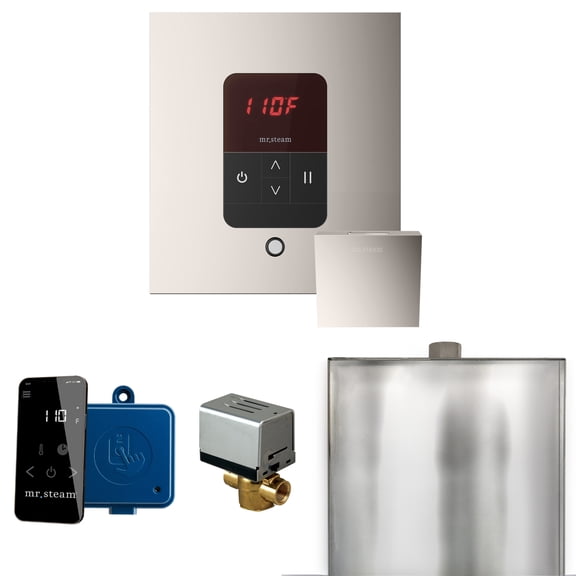 Mr Steam Basic Butler Steam Shower w/Square iTempo Control and Linear Steamhead in Polished Nickel