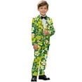 thumbnail image 2 of Xoenoiee Green Shamrock Print Suit for Boys Formal Wedding Dress St. Patrick's Day Kids Boy Suits Boys' Birthday Party Homecoming Outfit Jacket and Pants Set, Size 9-10 Years, 2 of 7