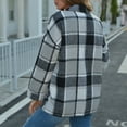 thumbnail image 4 of lcziwo 2024 Womens Plaid Flannel Shirt Shacket Jacket Coats Lapel Button Down Long Sleeve Tunic Tops Soft Blouse Fall Clothes, 4 of 7