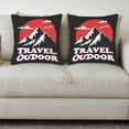 thumbnail image 3 of Set of 2 Throw Pillow Covers 18x18in - Bold Red Circle Peaks Design for Couch Bed Car - Adventure & Nature Inspired Decor, 3 of 8