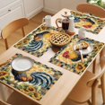 thumbnail image 5 of Retro Rooster Placemats Set of 8 Sunflower Animals Plaid Farmhouse Place Mats Indoor Wipeable Table Mats Washable Cloth Dining Table Placemats for Kitchen Holiday Party Home Decor 13x19 Inch, 5 of 9