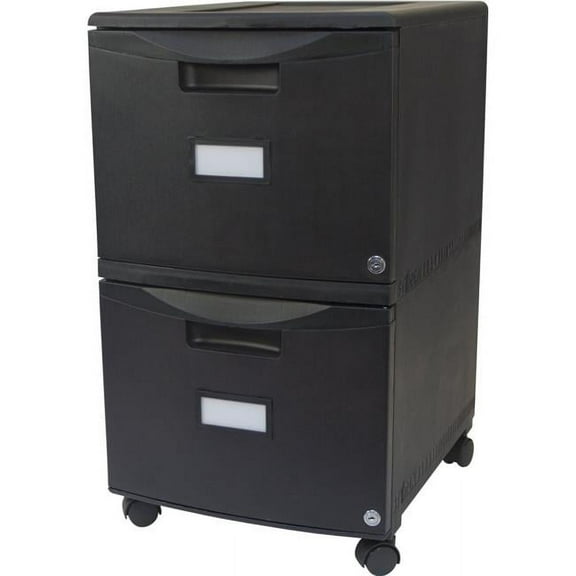 Storex Letter & Legal Plastic 2-Drawer Mobile File Cabinet, Black